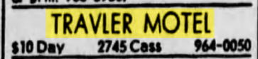 Travler Motel - 10 Bucks Per Day In 1977